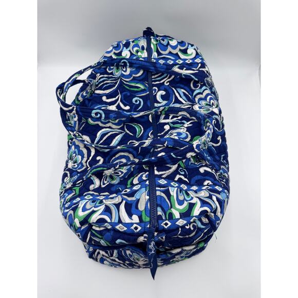 Vera Bradley Mediterranean Blue Retired 2008 Y2K Large Floral Quilted Duffle Bag - Picture 2 of 6